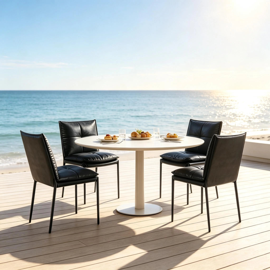 SEDIA DA PRANZO Set 4 pezzi 48x55x87 cm Nero in ecopelle e metallo