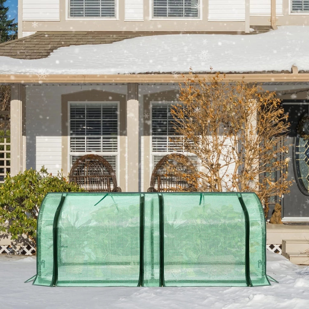 Serra da Giardino Serra per Piante 130x60x50cm Telo in PE Semitrasparente 130g/m2 Impermeabile Resistente a Pioggia e Neve Multiuso Riparo per Piante Verde