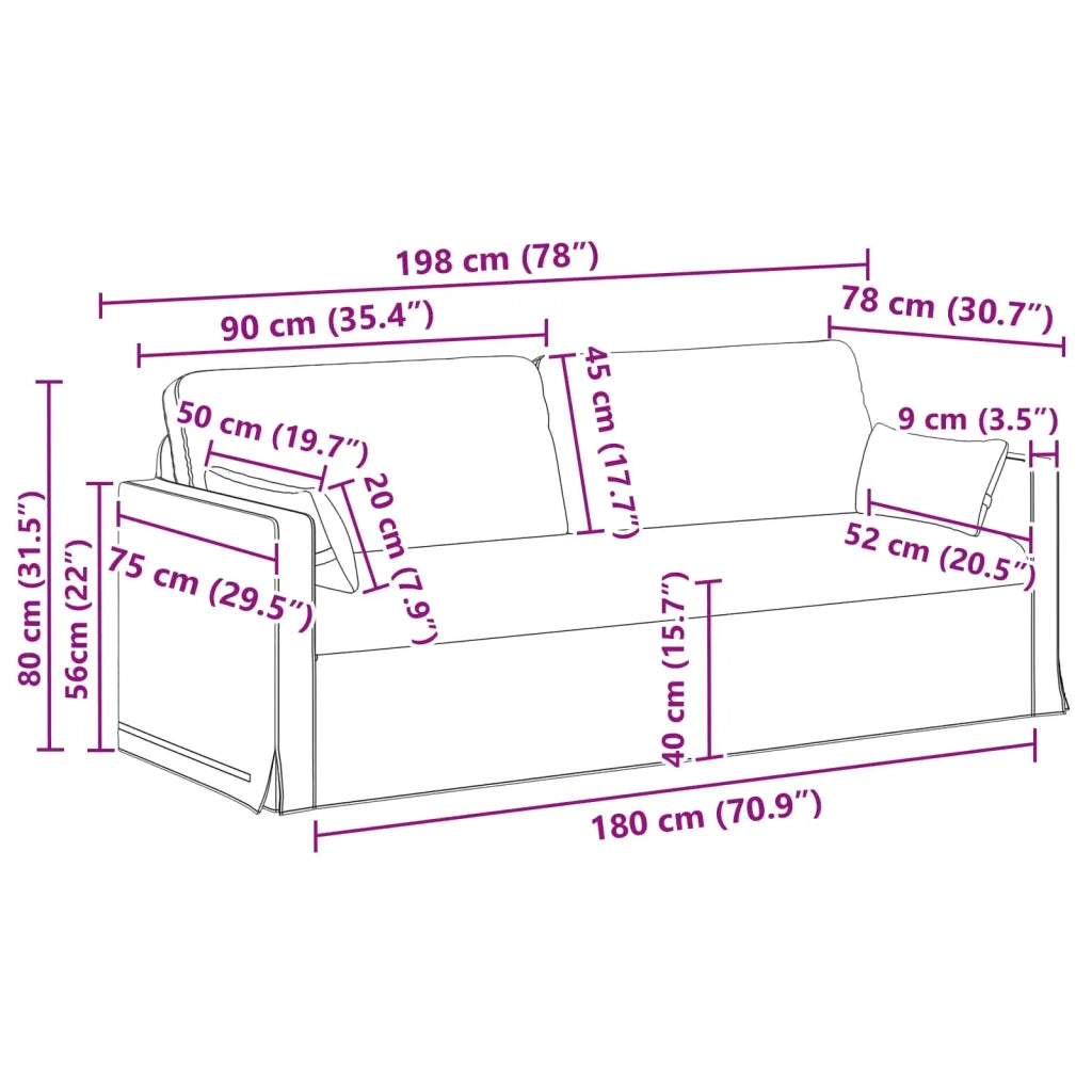 Set di divani 2 pcs Nero 198 x 78 x 80 cm Tessuto