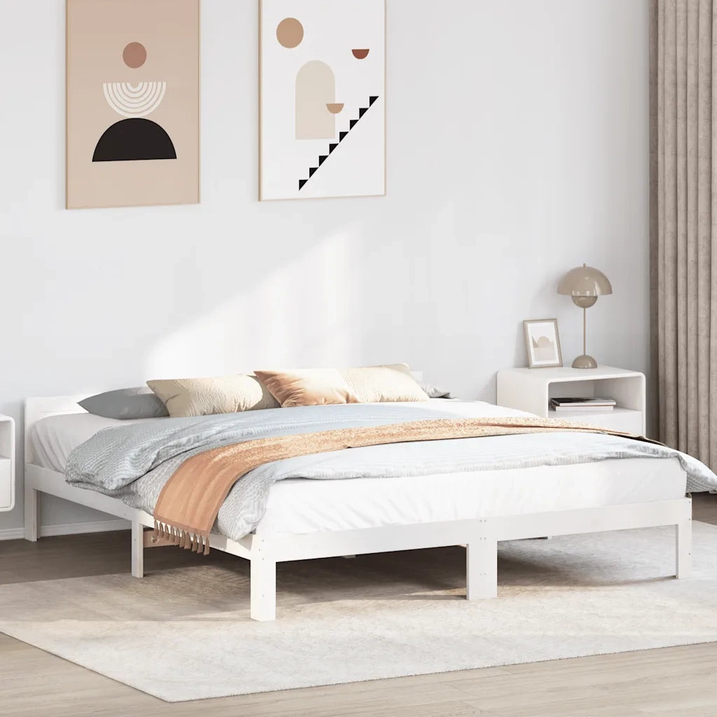 Giroletto senza Materasso Bianco 160x200 cm Legno Massello Pino 859230
