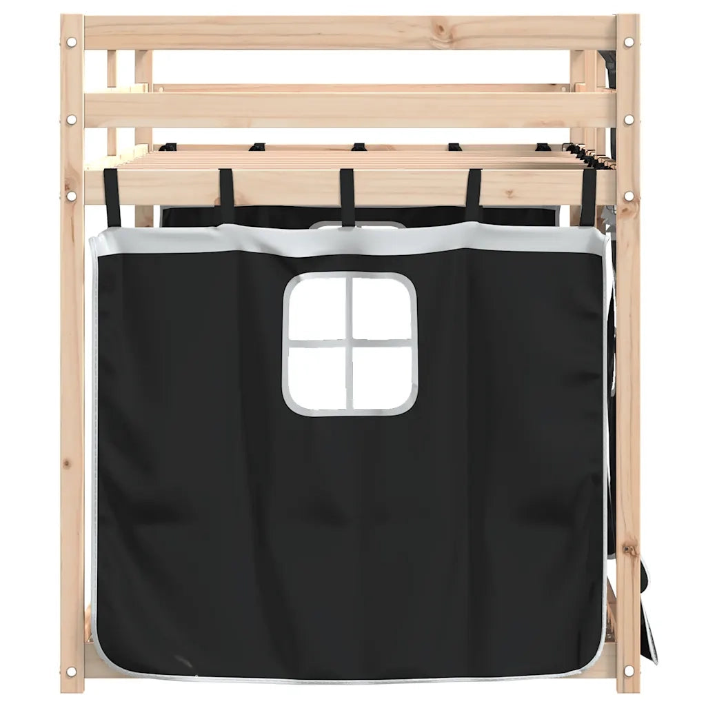 Letto a Castello senza Materasso-Struttura Letto a Castello Bianco e Nero 90x190cm in Pino 273323