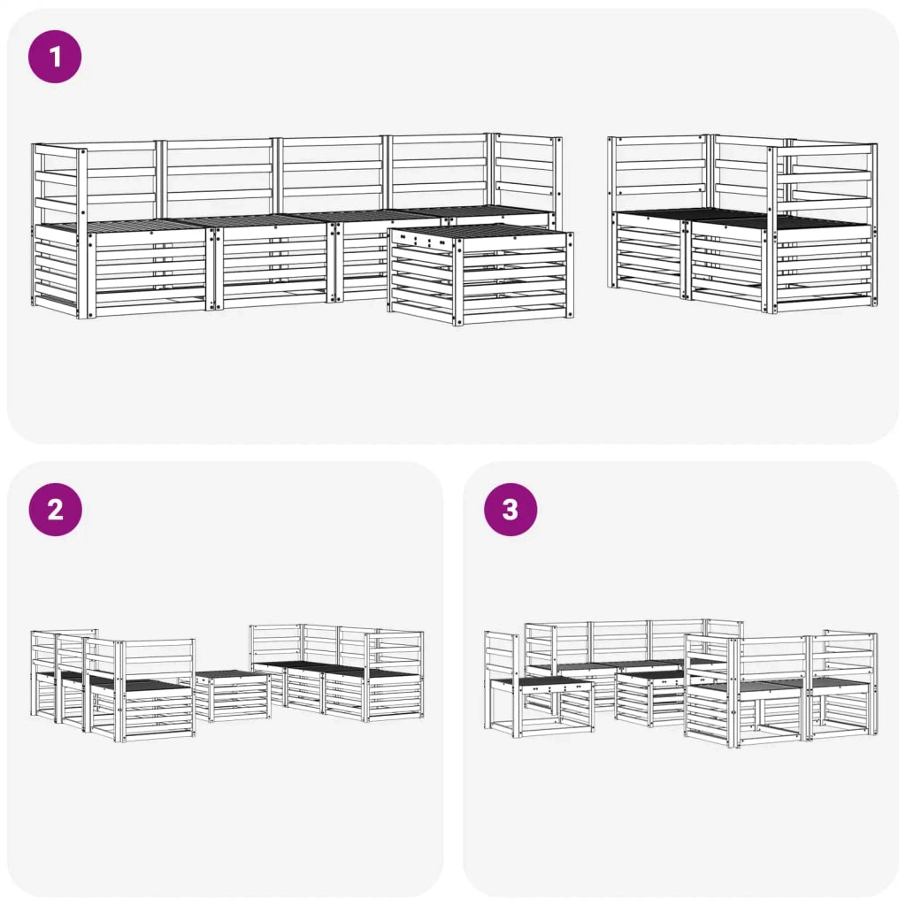 Set di divani da esterno 7 pcs Bianco Legno di Acacia Massello 3391414