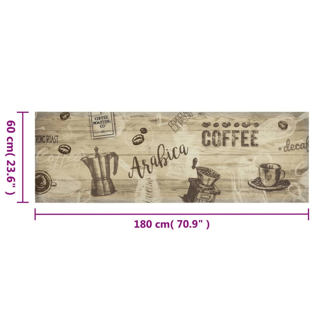 Tappetino da cucina lavabile design elegante assorbente 60 x 180 cm velluto marrone 02_0056418