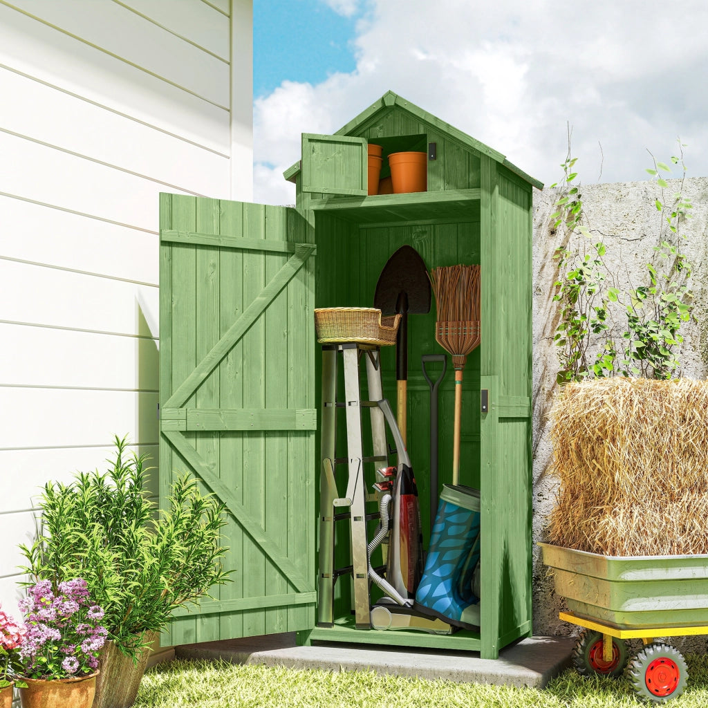 Armadio da Giardino in Legno con 3 Ripiani ¨C zephmum ¨C Grigio 88x132x19
