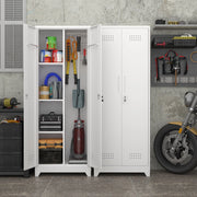 ARMADIO 165 cm in metallo bianco con ripiani regolabili e asta appendiabiti