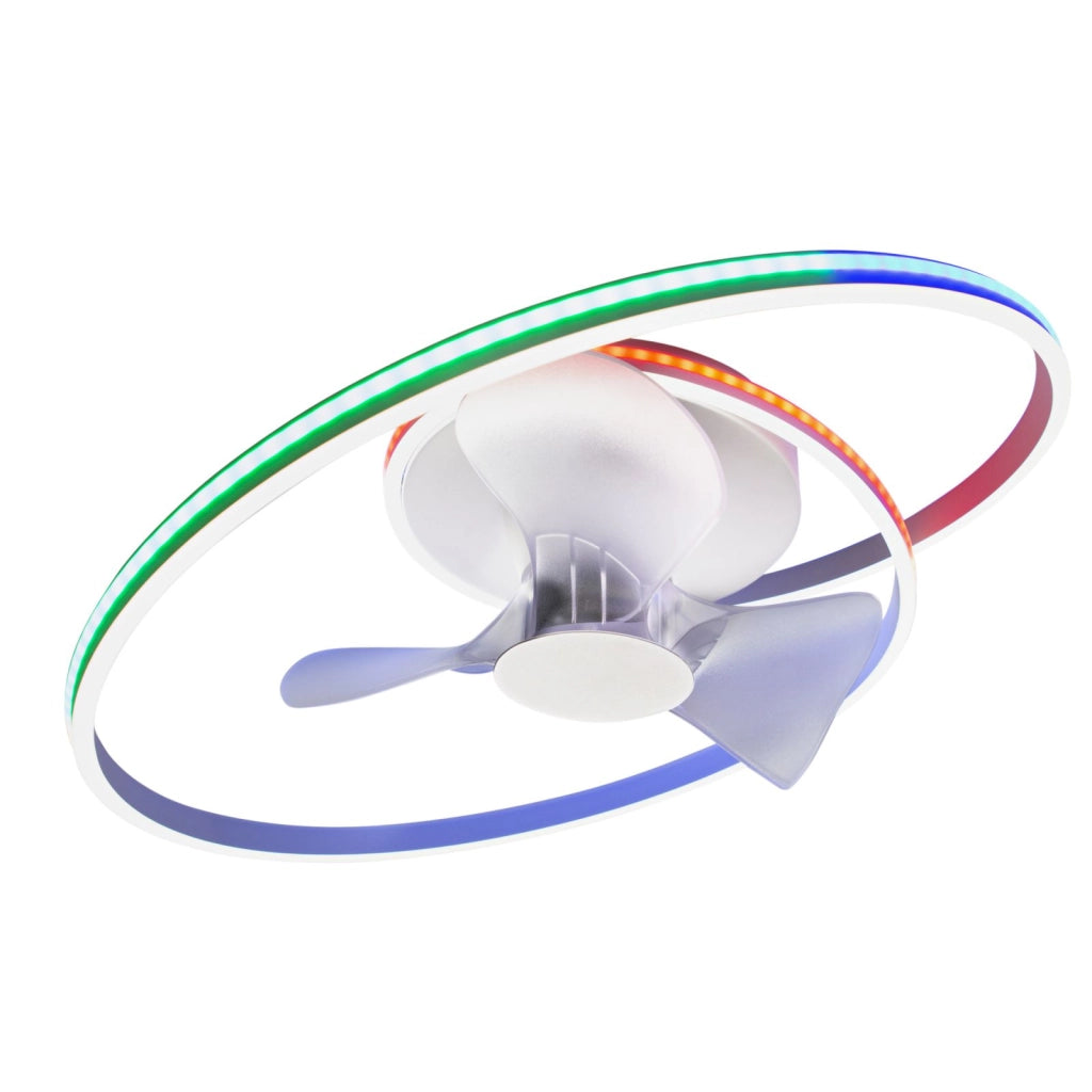 PLAFONIERA LED VENTILATORE AUSTER BIANCO 65W CCT3000K Luce calda,4000K Luce naturale,6500K Luce fredda,RGB  7650LM 77X24CM