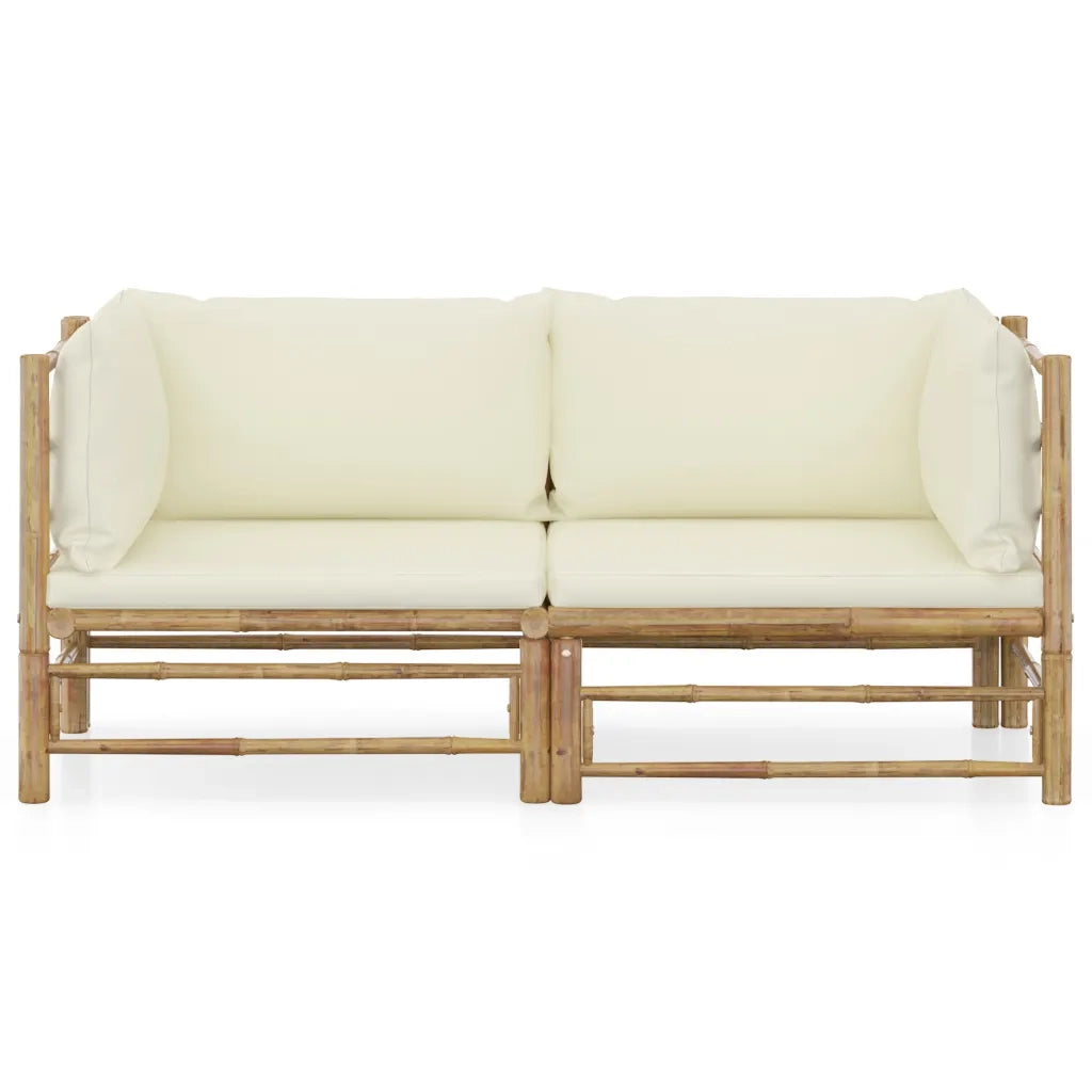 Set Divani da Giardino 2 pz con Cuscini Bianco Crema in BambÃ¹ cod mxl 51591