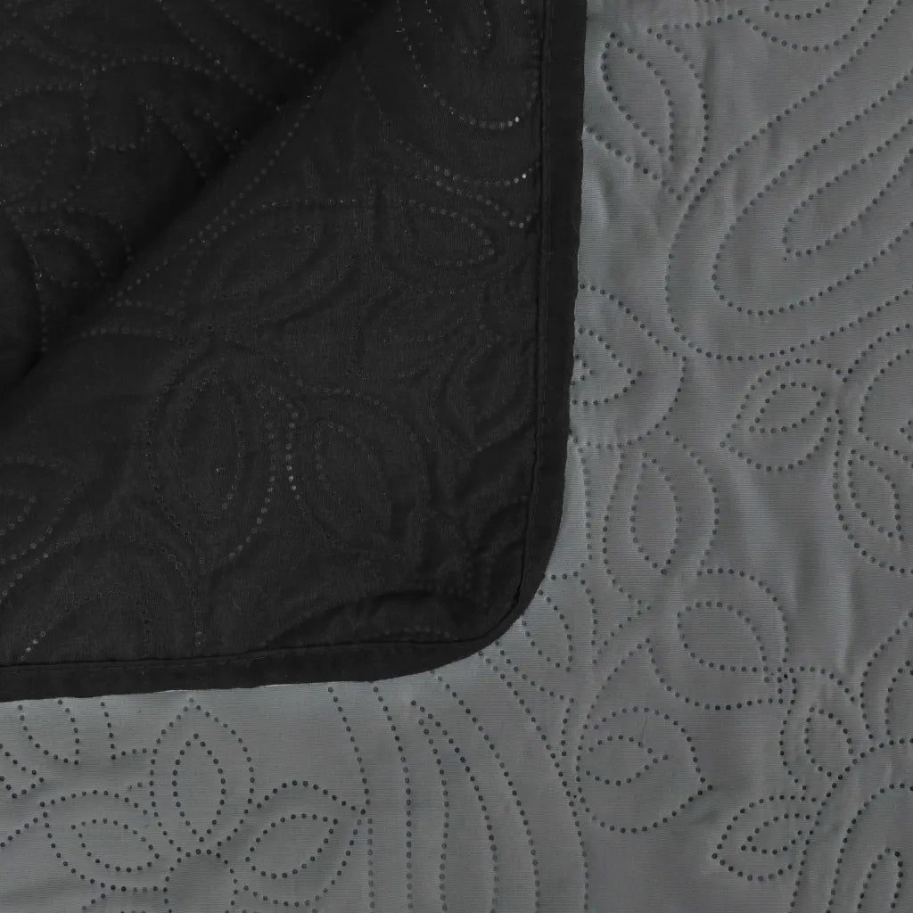 Copriletto Double-Face Trapuntato 170x210 cm Grigio e Nero 132965