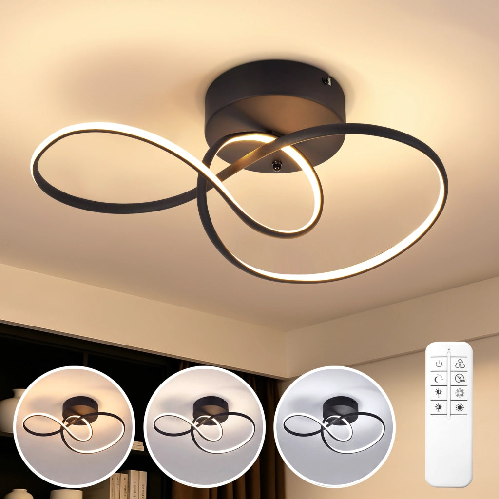 ZMH Lampada da Soffitto LED 24W Dimmabile Nera per Soggiorno Camera