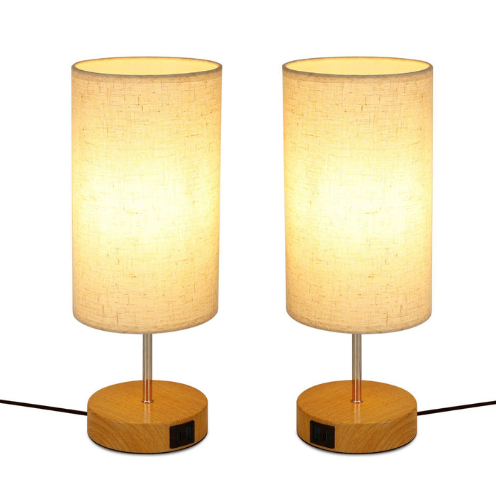 ZMH Lampada da tavolo touch dimmerabile USB ricarica paralume tessuto per comodino ufficio