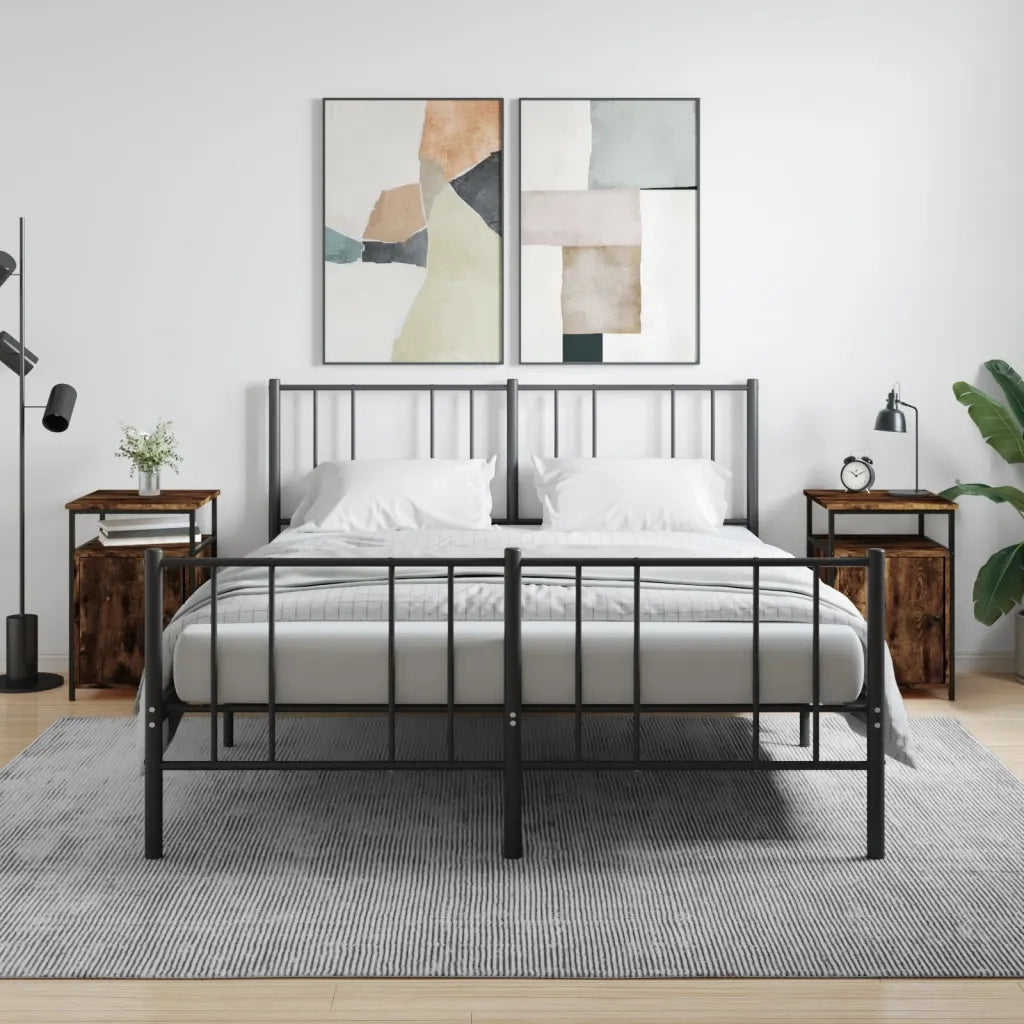 Set di 2 Comodini | Armadio da Notte | Mobiletto da notte Rovere Fumo 40x42x60 cm in Legno Multistrato