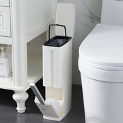 Set Scopino WC con Cestino Salvaspazio Bagno 2 in 1 In ABS e Alluminio Bianco