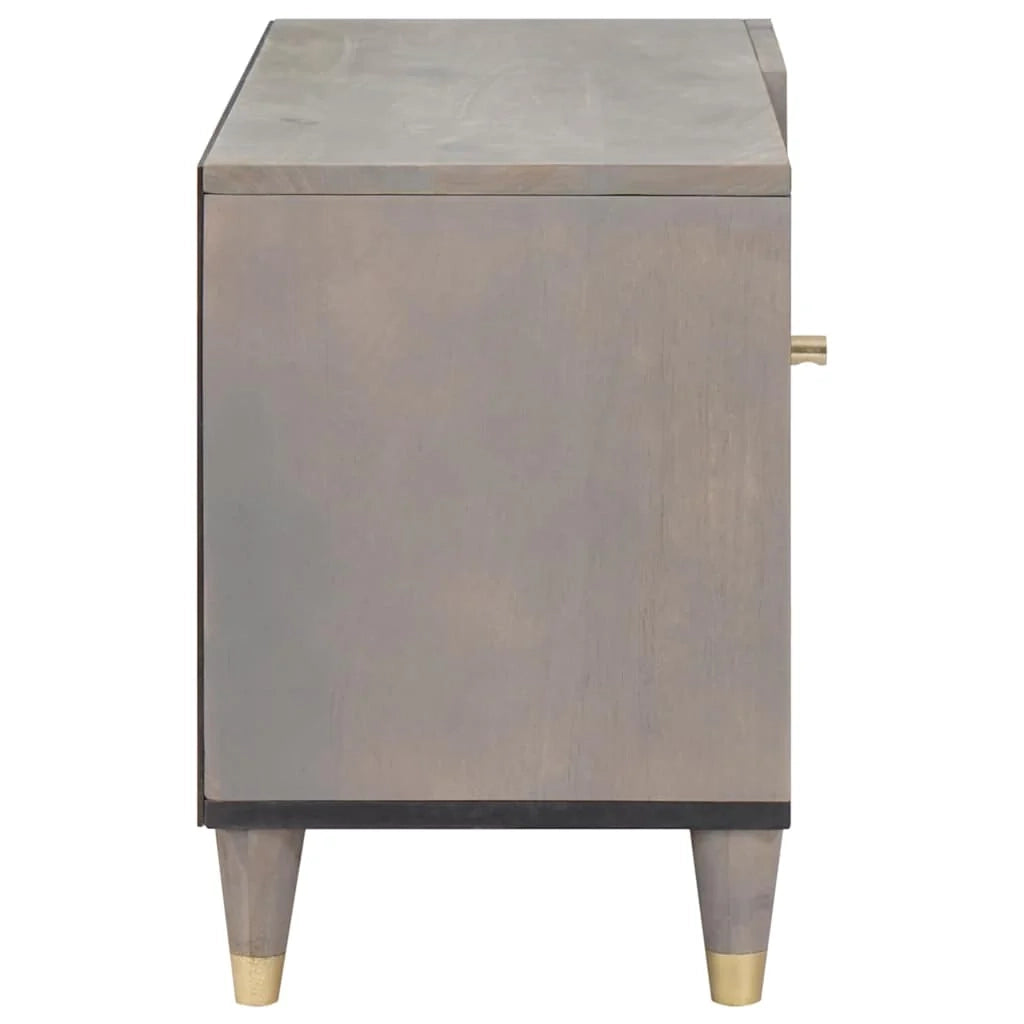 Mobile TV dal design moderno con elegante spazio di archiviazione 80 x 33 x 46 cm legno massello di mango grigio 02_0057883
