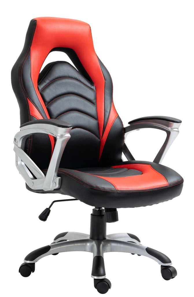 Sedia da ufficio Foxton in finta pelle nero/rosso