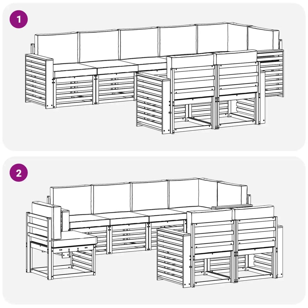 Set divani 8 pcs Naturale e Antracite Legno di Acacia Massello 3375017