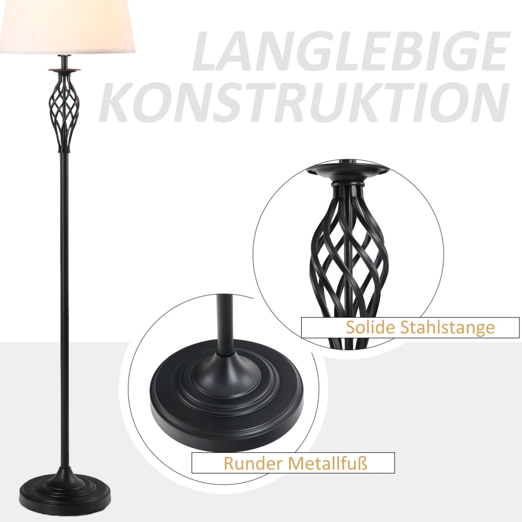 LAMPADA Set 3 pezzi vintage nero metallo 1 lampada da terra + 2 lampade da tavolo