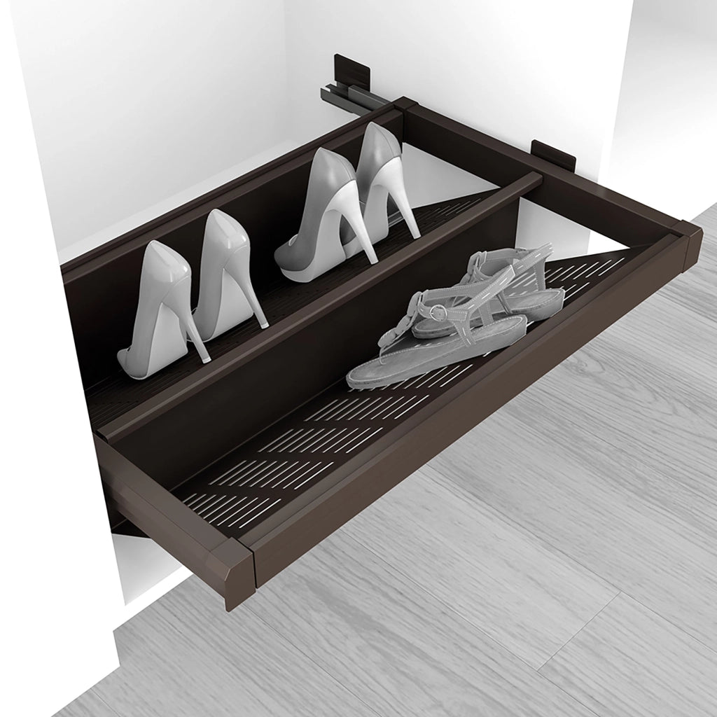 Porta Scarpe Estraibile per Armadio 60 cm in Acciaio Emuca Moka