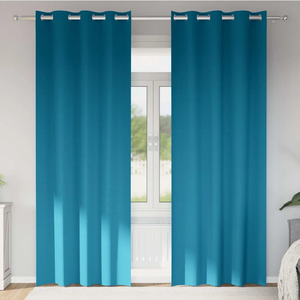 Tende Blackout con Anelli 2 pz Turchese 245 x 140 cm Poliestere 4107421