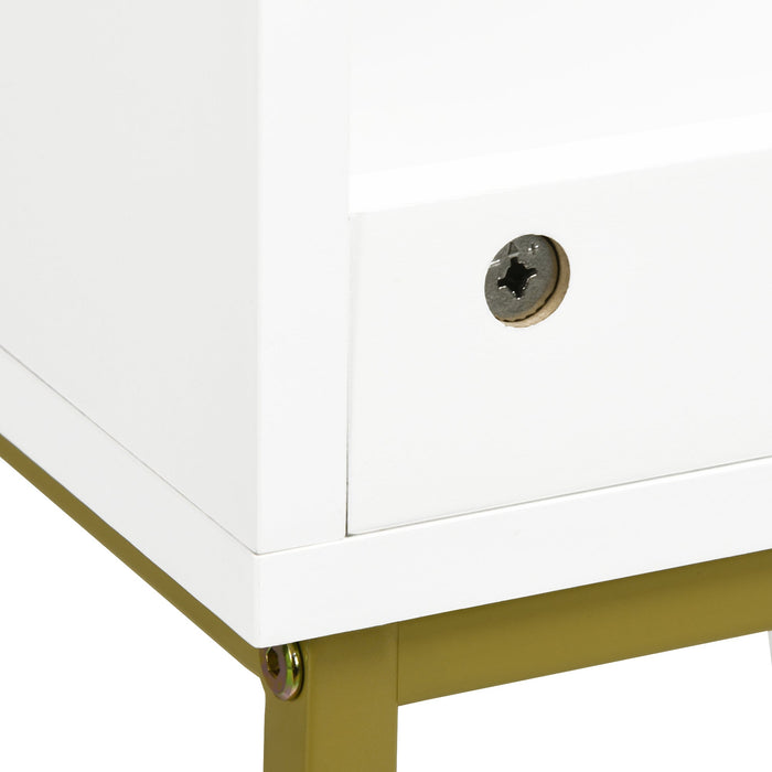 Mobile Sotto Lavabo Bagno 60x30x65 cm in Legno e Acciaio Bianco e Oro