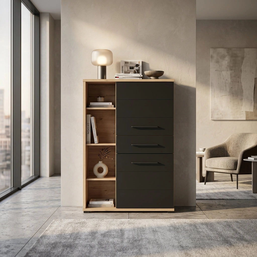 madia due ante quattro cassetti moderna cm 89 5x40x141 5 h - ELLI