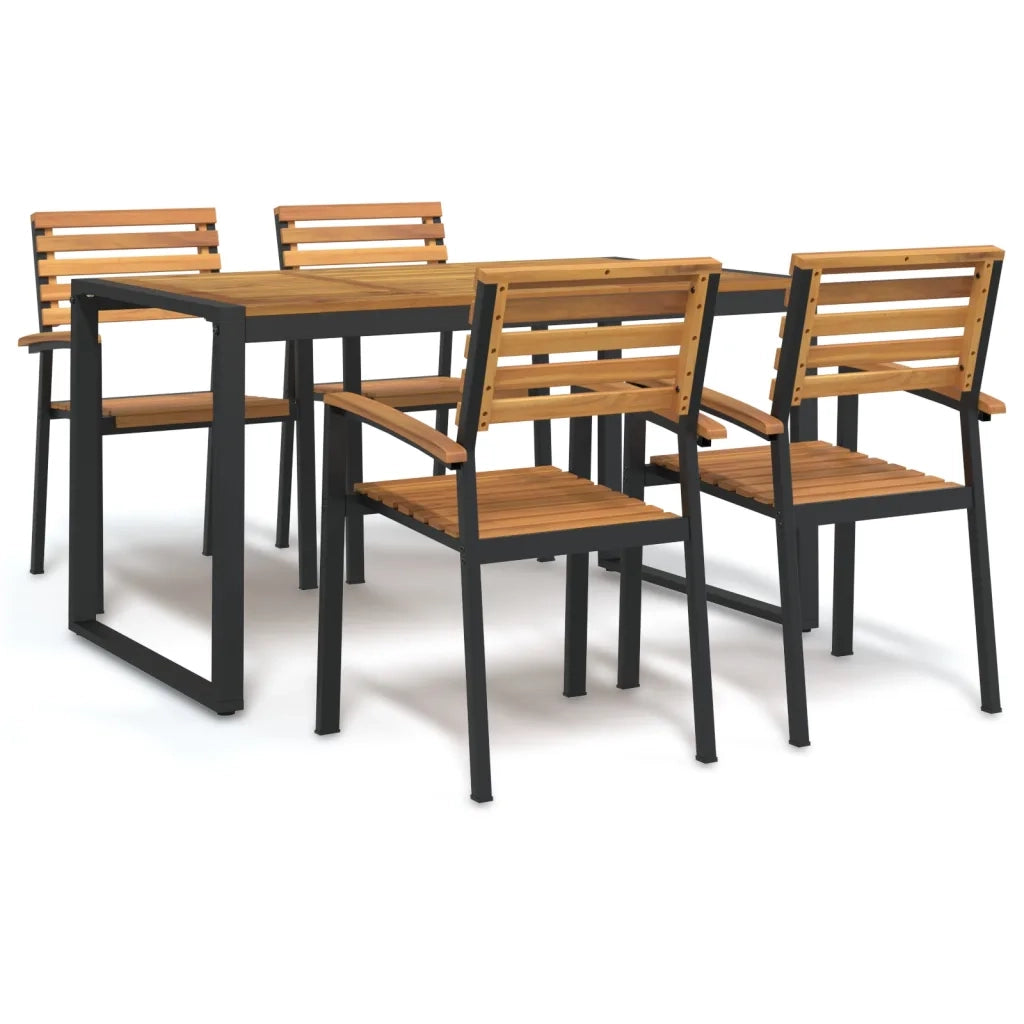 Set Pranzo da Giardino 5 pz Legno Massello di Acacia e Metallocod mxl 100332