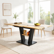 Tavolo da pranzo allungabile 118-157 cm in MDF nero e naturale per 6-8 persone