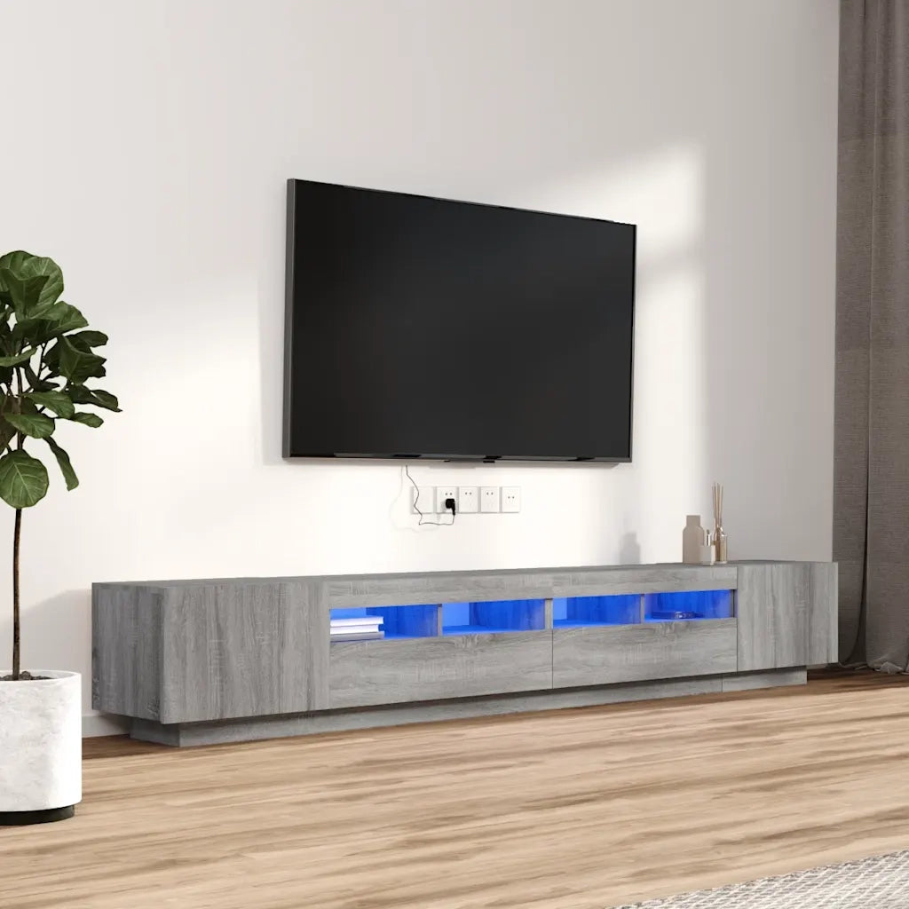 Set Mobili TV 3 pz | Armadietto TV | Mobile Porta TV con Luci LED Grigio Sonoma Legno Multistrato