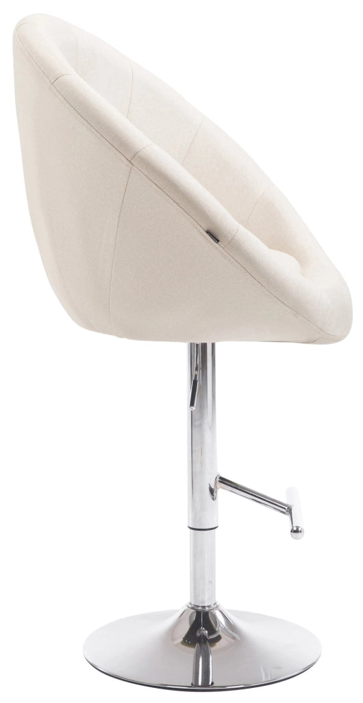 Sgabello da bar London V2 in tessuto crema,cromo