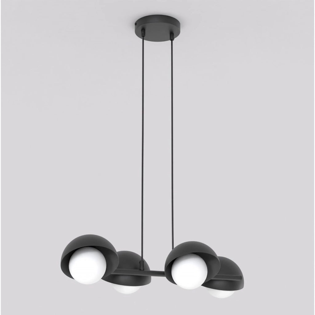 Lampada a sospensione BOOM in acciaio nero con diffusori sferici