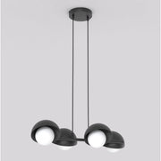 Lampada a sospensione BOOM in acciaio nero con diffusori sferici