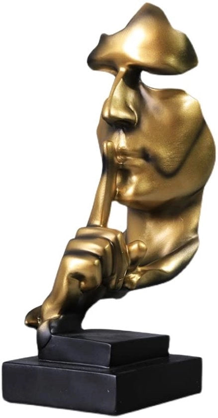 Silenzio d'oro - figura decorativa, moderna decorazione per la stanza, scultura astratta in poliuretano, idea regalo (vergulata)