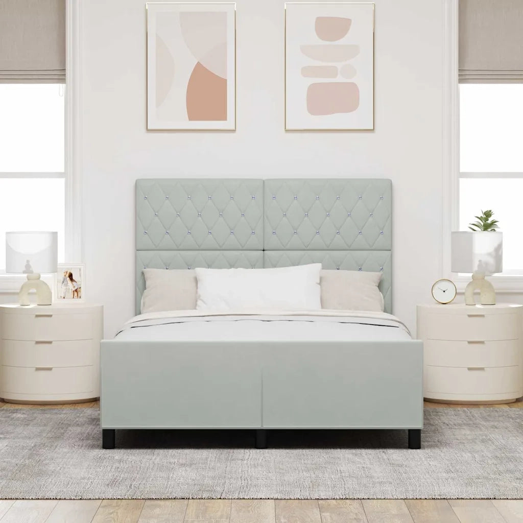 Letto a molle con testiera-Rete con Testiera Grigio chiaro 160 x 200 cm Velluto