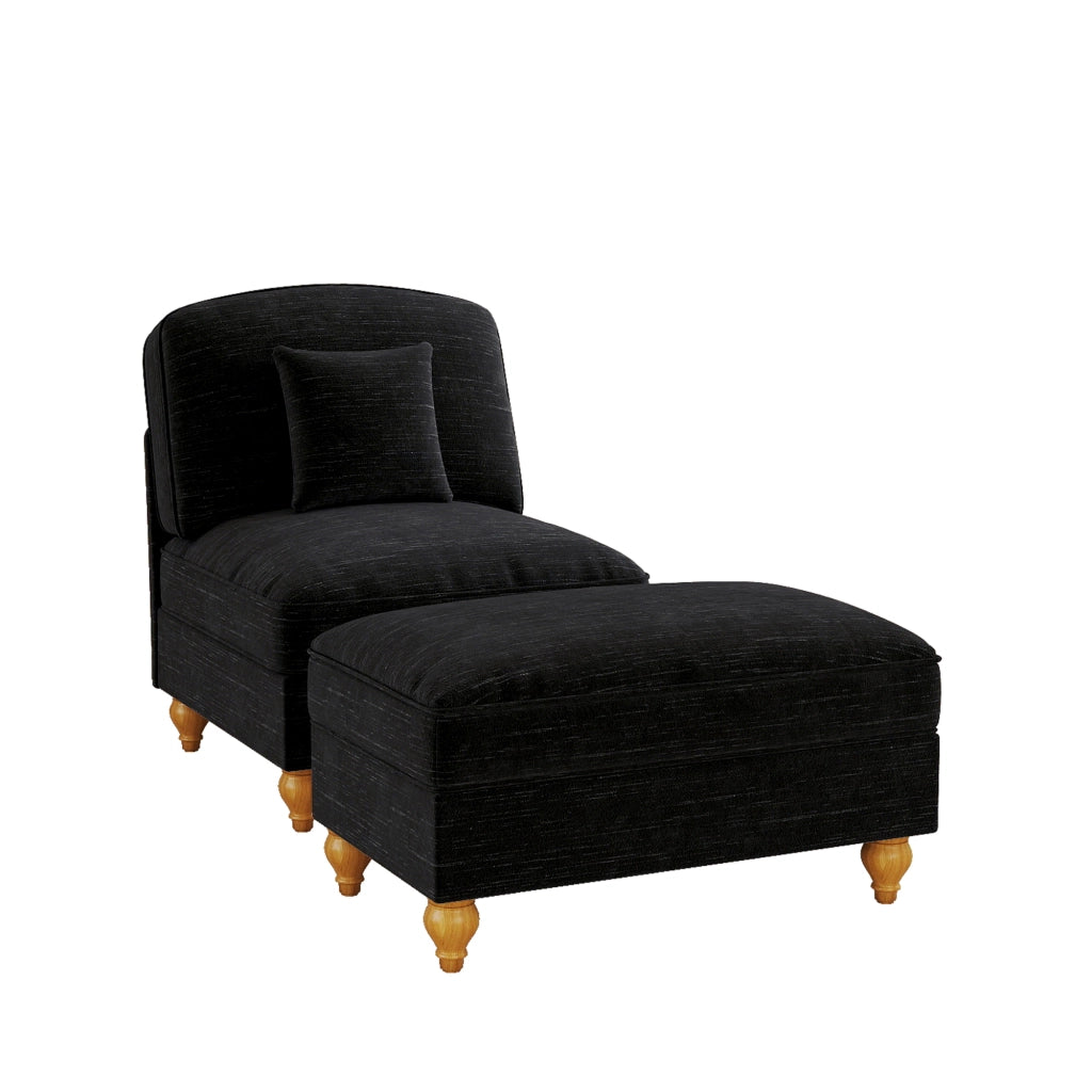Poltrona Lounge con Poggiapiedi ¨C MINIMAL ¨C Tessuto Chenille, Nero