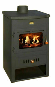 Stufa a legna con caldaia integrata. Top in ghisa. Potenza di riscaldamento 8 + 4Kw