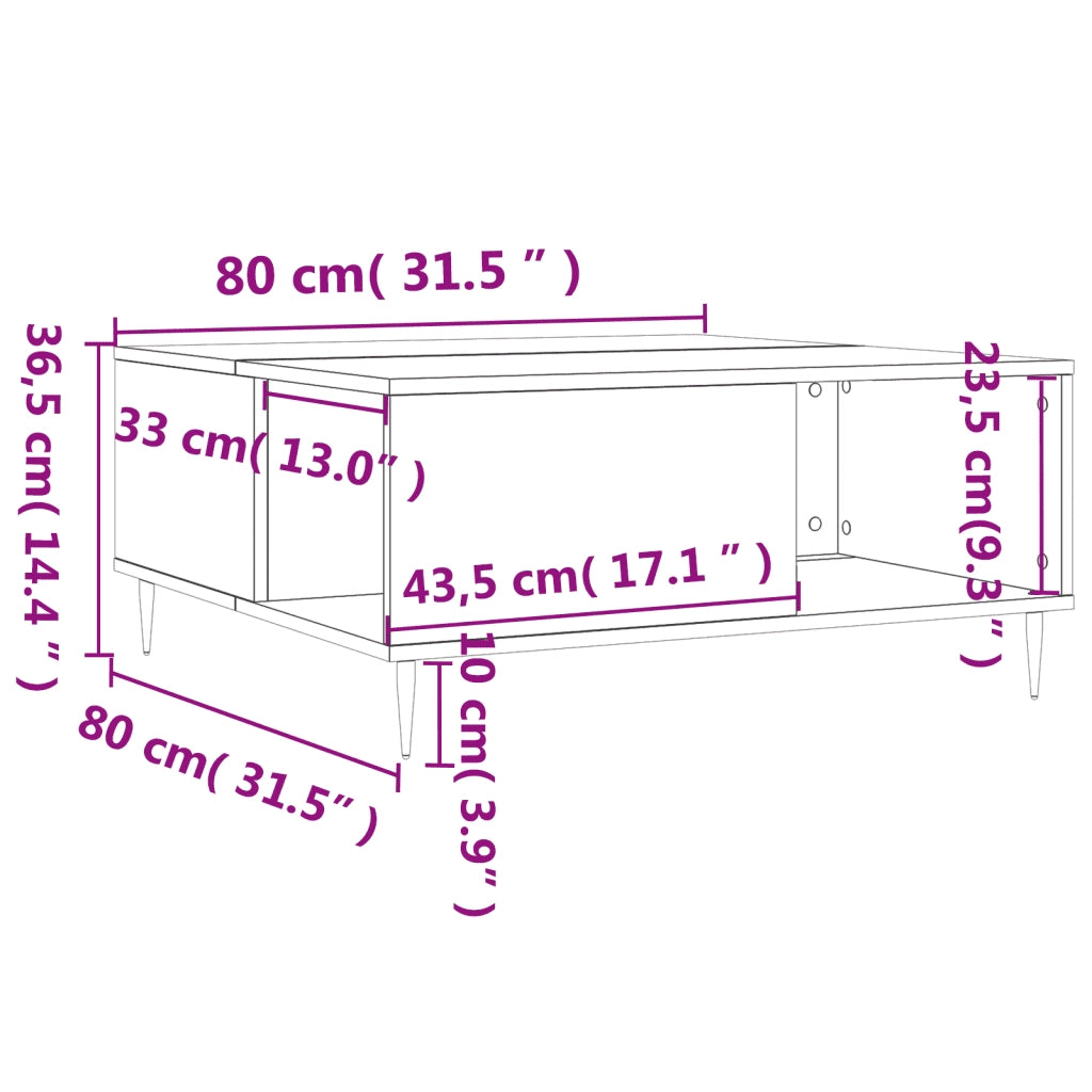 Tavolino salotto | Tavolino da caff¨¨ | Tavolino da Soggiorno Grigio Sonoma 80x80x36,5 cm Legno Multistrato