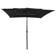 Ombrellone a Sbalzo 3 Livelli-Ombrello da giardino Palo Alluminio 2,5x2,5 m Nero