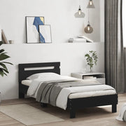 Giroletto con Testiera-Struttura Letto con testiera Nero 90x200 cm in Legno Multistrato 689150