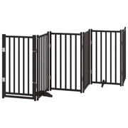 Cancelletto di sicurezza per cani e animali domestici con porta a 6 pannelli in legno massello di abete nero 02_0023331