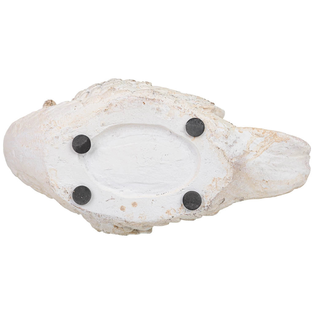 Vaso in resina bianca a forma di cigno, 43,5x21,5x34 cm