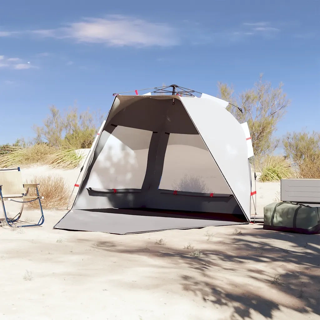 Tenda da Spiaggia 3 Persone Grigio Rilascio Rapido Impermeabile 4005313