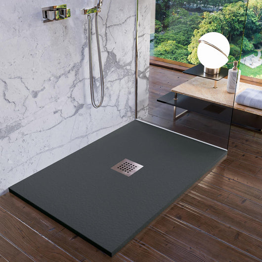 Piatto Doccia in Pietra 70x160 cm Bonussi Ardesia Stone Central Grigio Antracite