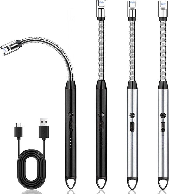 Set di accenditori plasma a lunga distanza elettrici - set di 4 pezzi - ricaricabile via USB - per accendere candele in cucina.