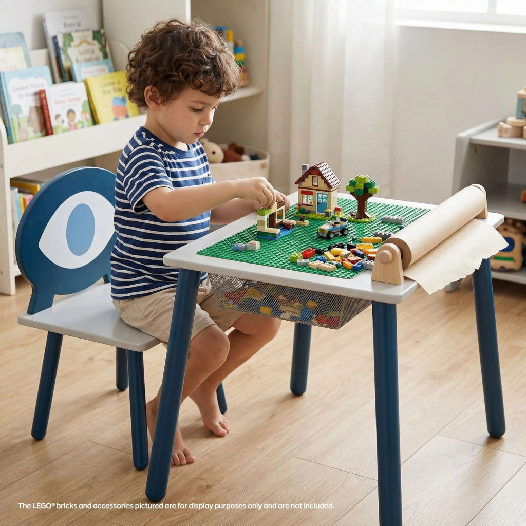 Lulù - Postazione multi-attività montessori 60x52x47cm in legno massello per bambini 36 mesi