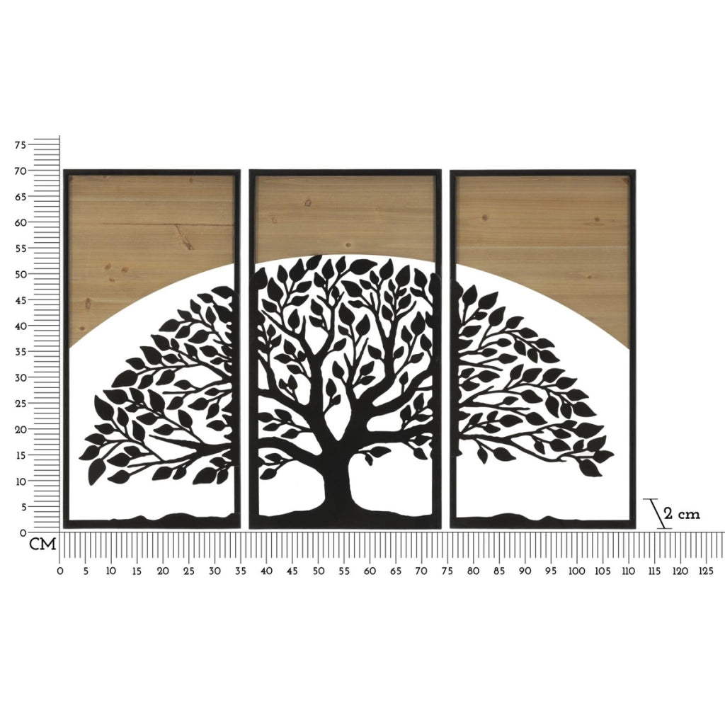 Decorazione in Metallo e Legno Albero 11, Marrone, Metallo, 105x2x70 cm