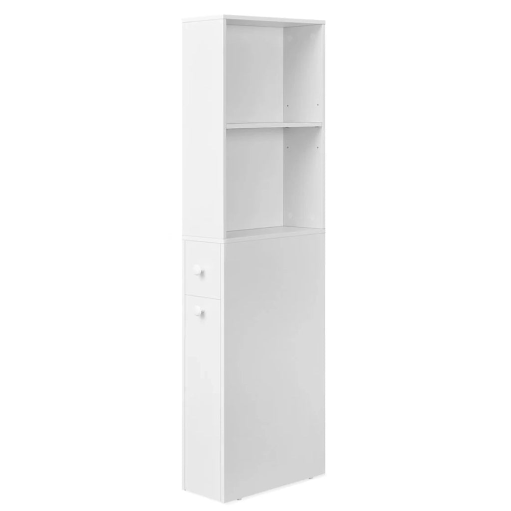 Mobiletto da bagno 40 x 18 x 134,4 cm alto mobiletto sottile con cassetti e ripiano regolabile mobiletto per piccoli spazi stile moderno bianco 12_0006475
