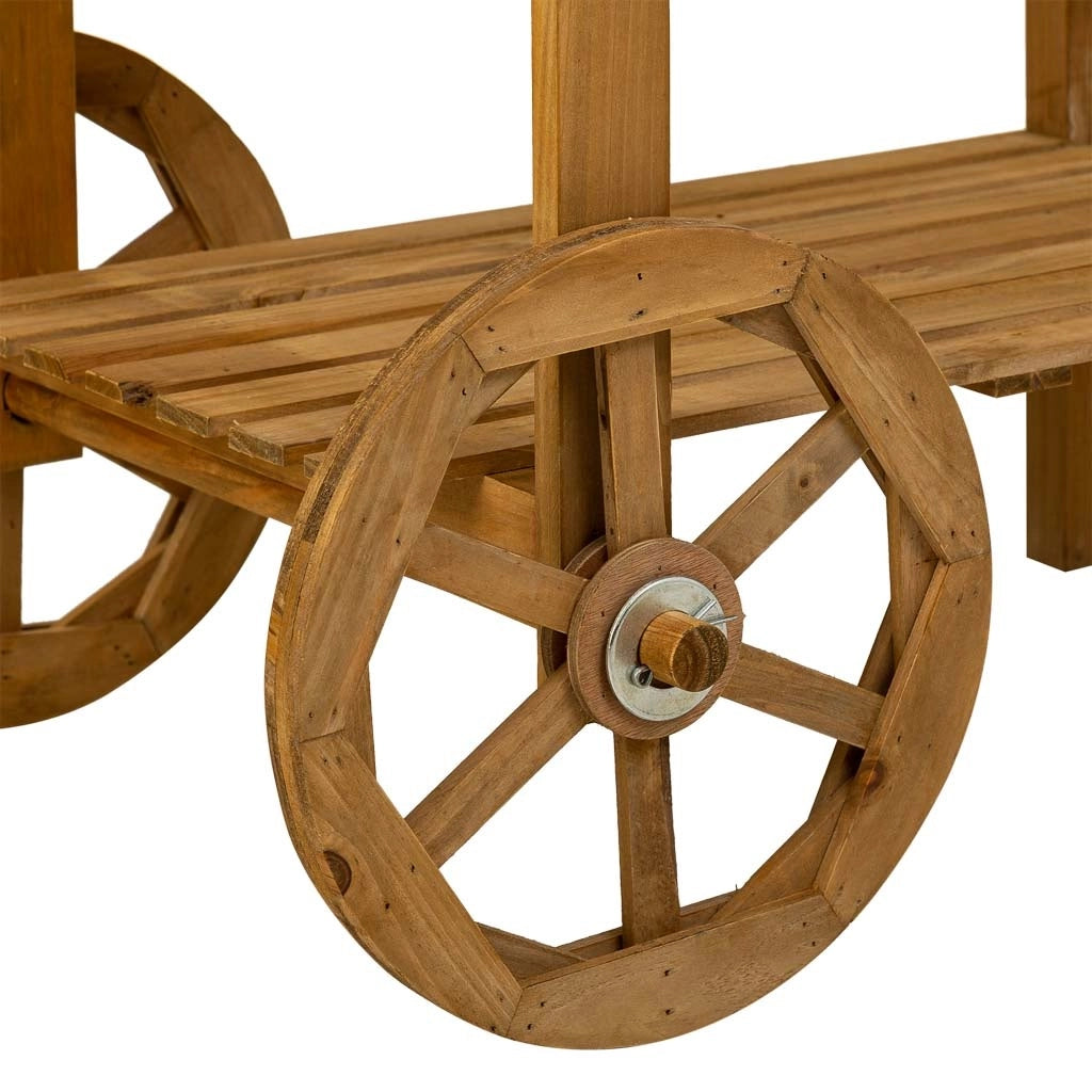 Carrello espositivo con ruote in legno marrone 55x86x135h