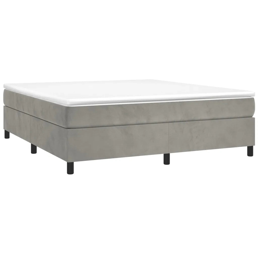 Giroletto a Molle con Materasso Grigio Chiaro 160x200cm Velluto