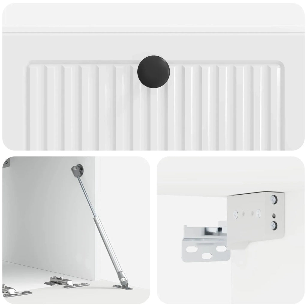 Mobile Porta TV da Muro Bianco Lucido 59,5 x 41 x 30 cm 897999