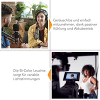 LED Niova 150-F Pro luce d'area incl. treppiede per lampada, luce d'area da 150 W con bicolore, luce da studio con luminosità dimmerabile, luce video con radiocomando