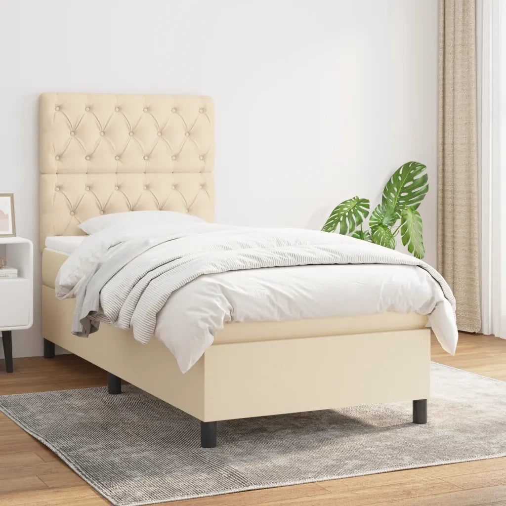 Giroletto a Molle con Materasso Crema 80x200 cm inTessuto